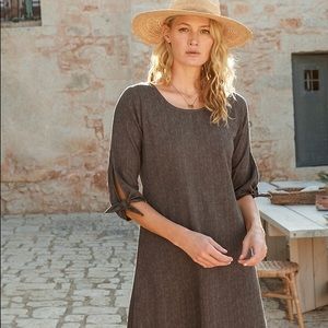 Garnet Hill Tie-Sleeve Dobby Dress